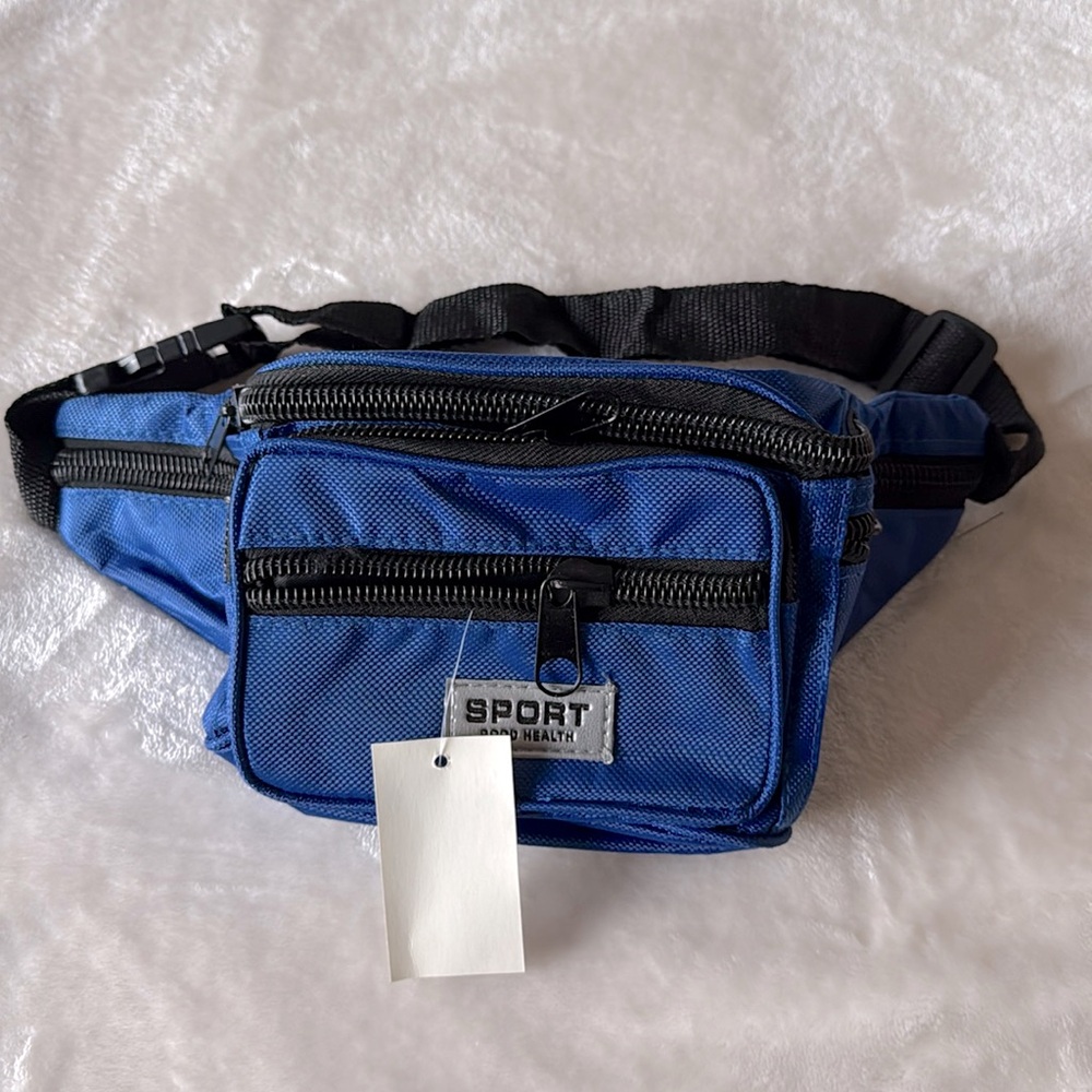 Blue black fanny pack